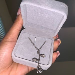 Silver Rose Necklace on Silver Chain